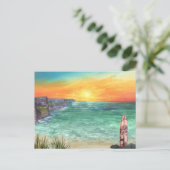 Waterverf Ocean Sunset | Vintage Travel Briefkaart (Staand voorkant)