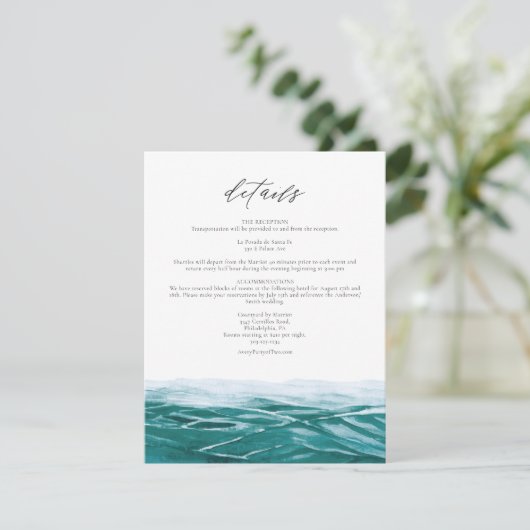 Waterverf Ocean Tropical Beach Details Kaart (Staand voorkant)