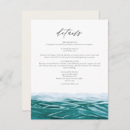 Waterverf Ocean Tropical Beach Details Kaart (Voorkant / Achterkant)