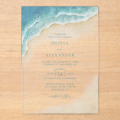 Waterverf Ocean Wave Beach bruiloft Acryl Uitnodigingen (Voorkant)