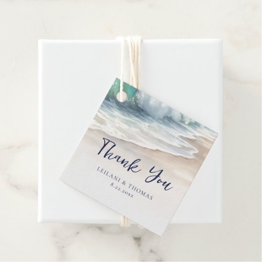 Waterverf Ocean Wave Beach bruiloft Dank u Bedankjes Labels (In situ)