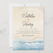 Waterverf Ocean Wave Beach Trouwfoto Kaart (Voorkant)