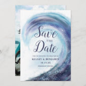 Waterverf Ocean Wave | De foto bewaart de Datum Kaart (Voorkant / Achterkant)