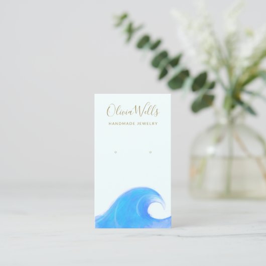 Waterverf Ocean Wave Earring Display Visitekaartje (Staand voorkant)