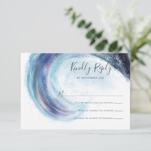 Waterverf Ocean Wave RSVP (Staand voorkant)