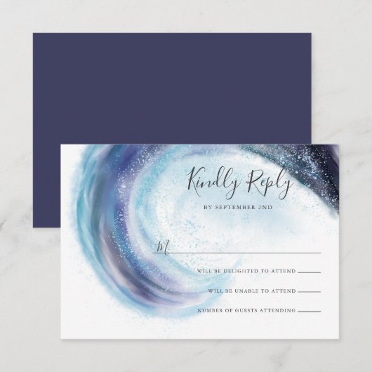 Waterverf Ocean Wave RSVP (Voorkant / Achterkant)