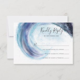 Waterverf Ocean Wave RSVP Kaartje