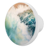 Waterverf Ocean Waves Beach Keramische Knop (Rechts)