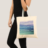 Waterverf Ocean Waves Blauwe tinten Tote Bag (Voorkant (product))