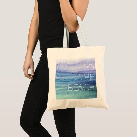 Waterverf Ocean Waves Blauwe tinten Tote Bag (Voorkant (product))