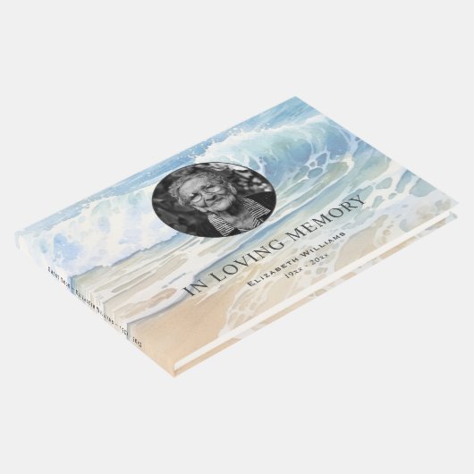 Waterverf Ocean Waves Memorial Funeral Foto Gastenboek (Hoek)