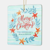 Waterverf Ocean Waves Nieuw Home Beach Kerst Keramisch Ornament (Links)