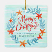 Waterverf Ocean Waves Nieuw Home Beach Kerst Keramisch Ornament (Achterkant)