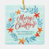 Waterverf Ocean Waves Nieuw Home Beach Kerst Keramisch Ornament (Voorkant)