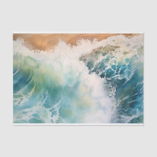 Waterverf Ocean Waves Strand Decoupage Tissuepapier (Voorkant)