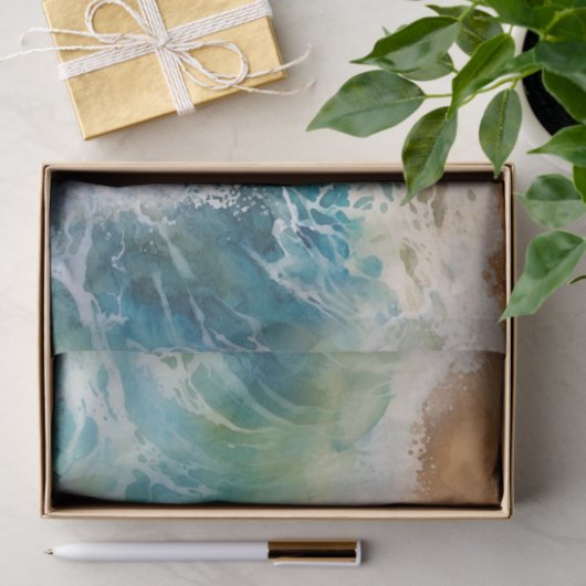 Waterverf Ocean Waves Strand Decoupage Tissuepapier (Geschenk)