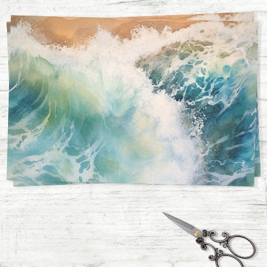 Waterverf Ocean Waves Strand Decoupage Tissuepapier