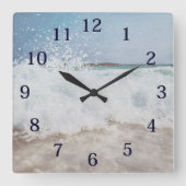 Waterverf Ocean Waves Zee Foam Vierkante Klok (Voorkant)