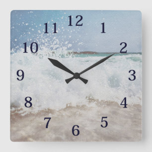 Waterverf Ocean Waves Zee Foam Vierkante Klok
