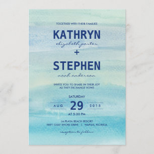 Waterverf Ocean Wedding Invitations Kaart