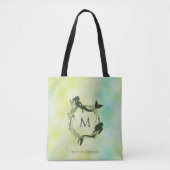 Waterverf Ocean Wreath Mermaids Monogram Tote Bag (Voorkant)
