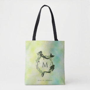 Waterverf Ocean Wreath Mermaids Monogram Tote Bag
