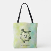 Waterverf Ocean Wreath Mermaids Monogram Tote Bag (Achterkant)