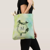 Waterverf Ocean Wreath Mermaids Monogram Tote Bag (Dichtbij)