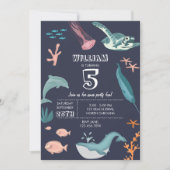 Waterverf Ocean Zee Animals Blue Birthday Kaart (Voorkant)