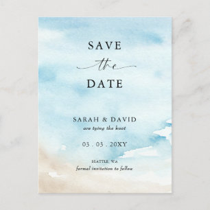 Waterverf Ocean Zee Summer Beach Save the Date Aankondigingskaart