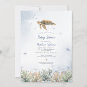 Waterverf Ocean Zee Turtle Baby shower Kaart (Voorkant)