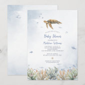 Waterverf Ocean Zee Turtle Baby shower Kaart (Voorkant / Achterkant)