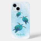 Waterverf Ocean Zee Turtles Aangepaste naam Case-Mate iPhone Case (Achterkant)