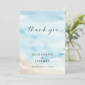 Waterverf Ocean Zee Zomer Strand Dank u kaart (Staand voorkant)