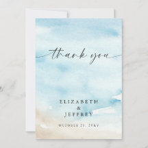 Waterverf Ocean Zee Zomer Strand Dank u kaart