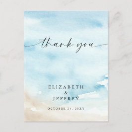 Waterverf Ocean Zee Zomer Strand Dank u kaart