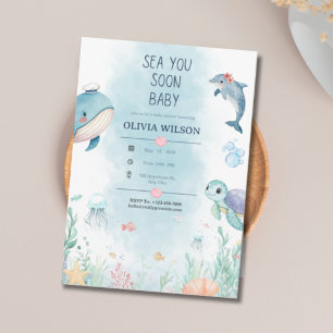 Waterverf Oceandieren Baby Shower Kaart