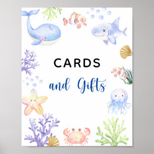 Waterverf oceandieren - kaarten en cadeaus poster