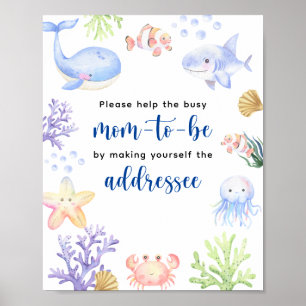 Waterverf oceandieren - Toekomstige moeder geadres Poster