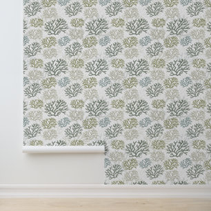 Waterverf oceanisch botanisch patroon van zeewier behang