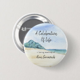 Waterverf Oceanside Beach viering van het leven Ronde Button 5,7 Cm