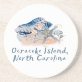 Waterverf Ocracoke Island Seashells Zandsteen Onderzetter (Voorkant)