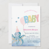 Waterverf Octopus Balloon Summer Baby shower Kaart (Voorkant)