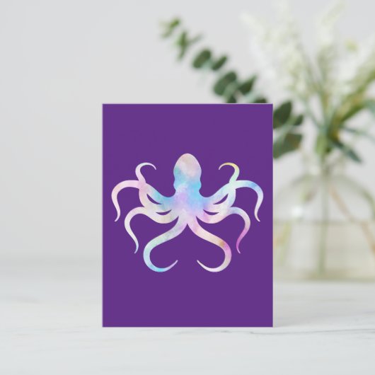 Waterverf Octopus Briefkaart (Staand voorkant)