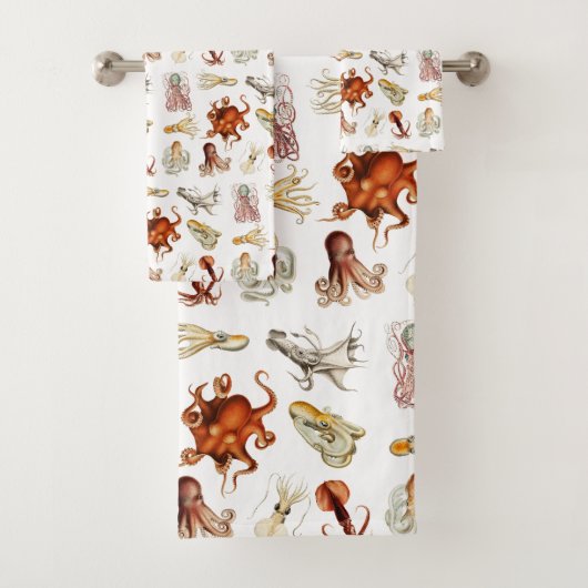 Waterverf octopus cefalopoda zeedieren bad handdoek (Insitu)