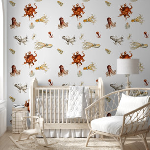 Waterverf octopus cefalopoda zeedieren behang