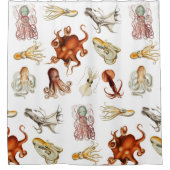 Waterverf octopus cefalopoda zeedieren douchegordijn (Voorkant)