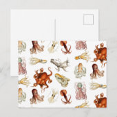 Waterverf octopus cefalopoda zeedieren feestdagenkaart (Voorkant / Achterkant)