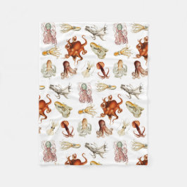 Waterverf octopus cefalopoda zeedieren fleece deken