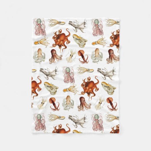 Waterverf octopus cefalopoda zeedieren fleece deken (Voorkant)